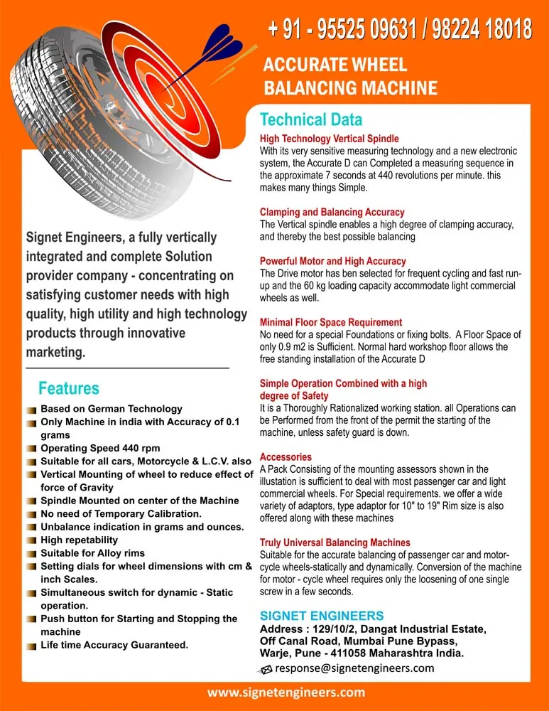 Signet Wheel Balancing Machine